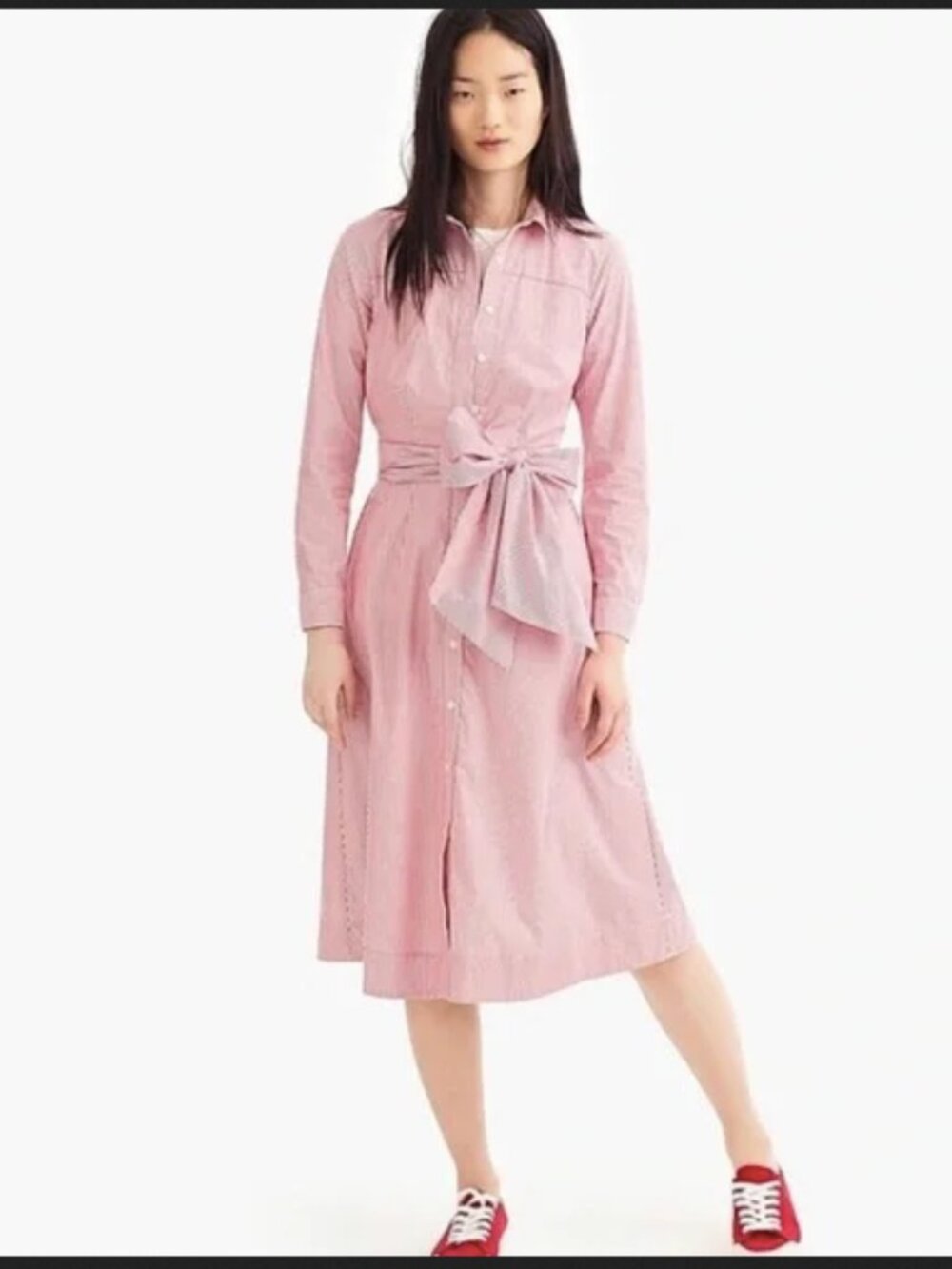 J crew tie-waist shirt-dress in stripe - size 8 - Picture 7 of 7